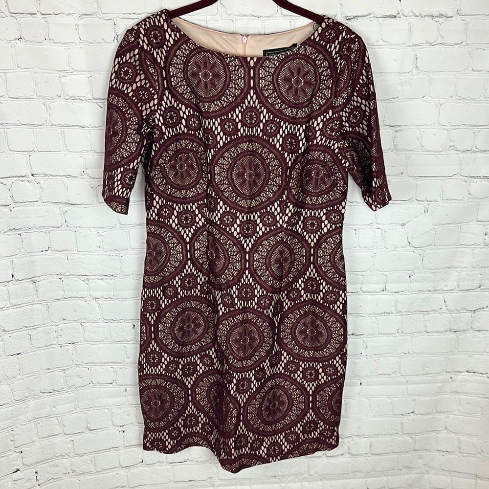 Karin Stevens Maroon Lace Dress Size 8